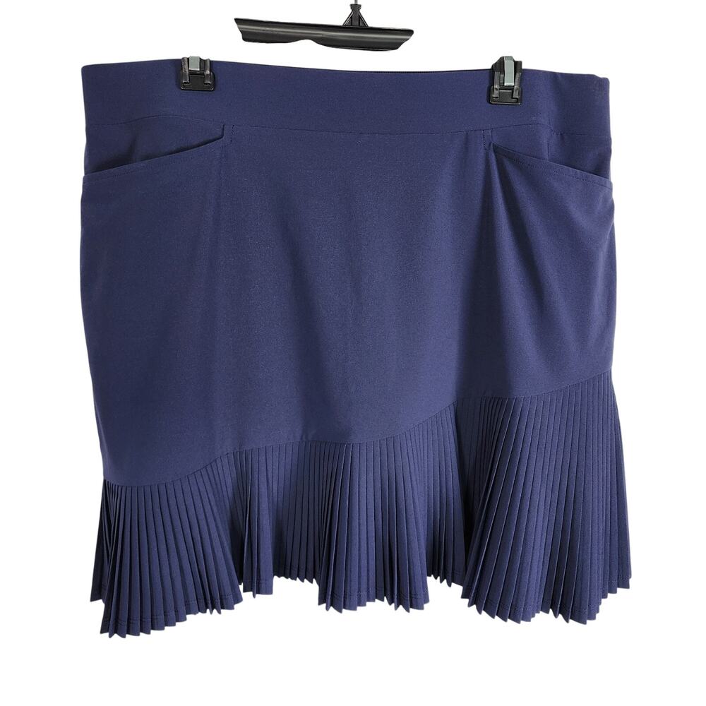 Chico's Zenergy Women UPF Neema Pleat Skort Skirt Blue Pull On 2.5 US 14 Pockets